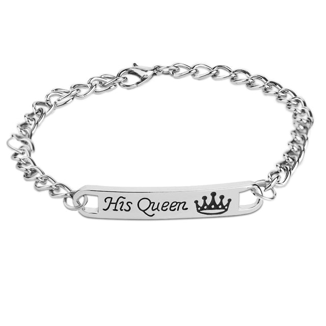 Couple distance bracelets king and queen