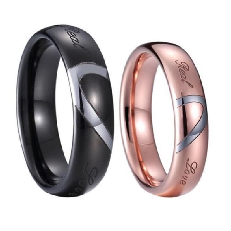 Black and pink promise rings