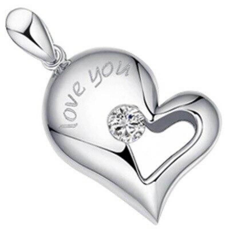Silver Half Heart Necklace for Couples