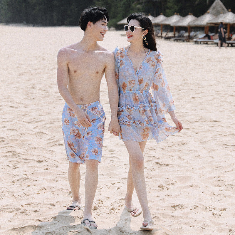 Floral couple beachwear