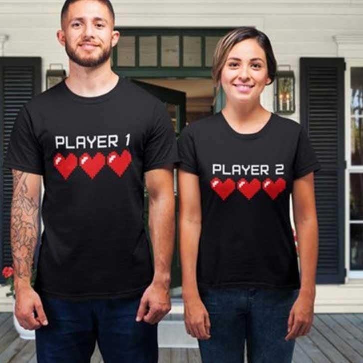 Funny couple shirts Player 1 and player 2