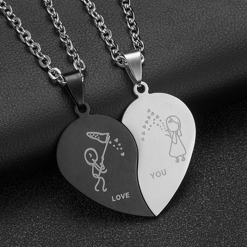 Couple Necklaces Heart Titanium