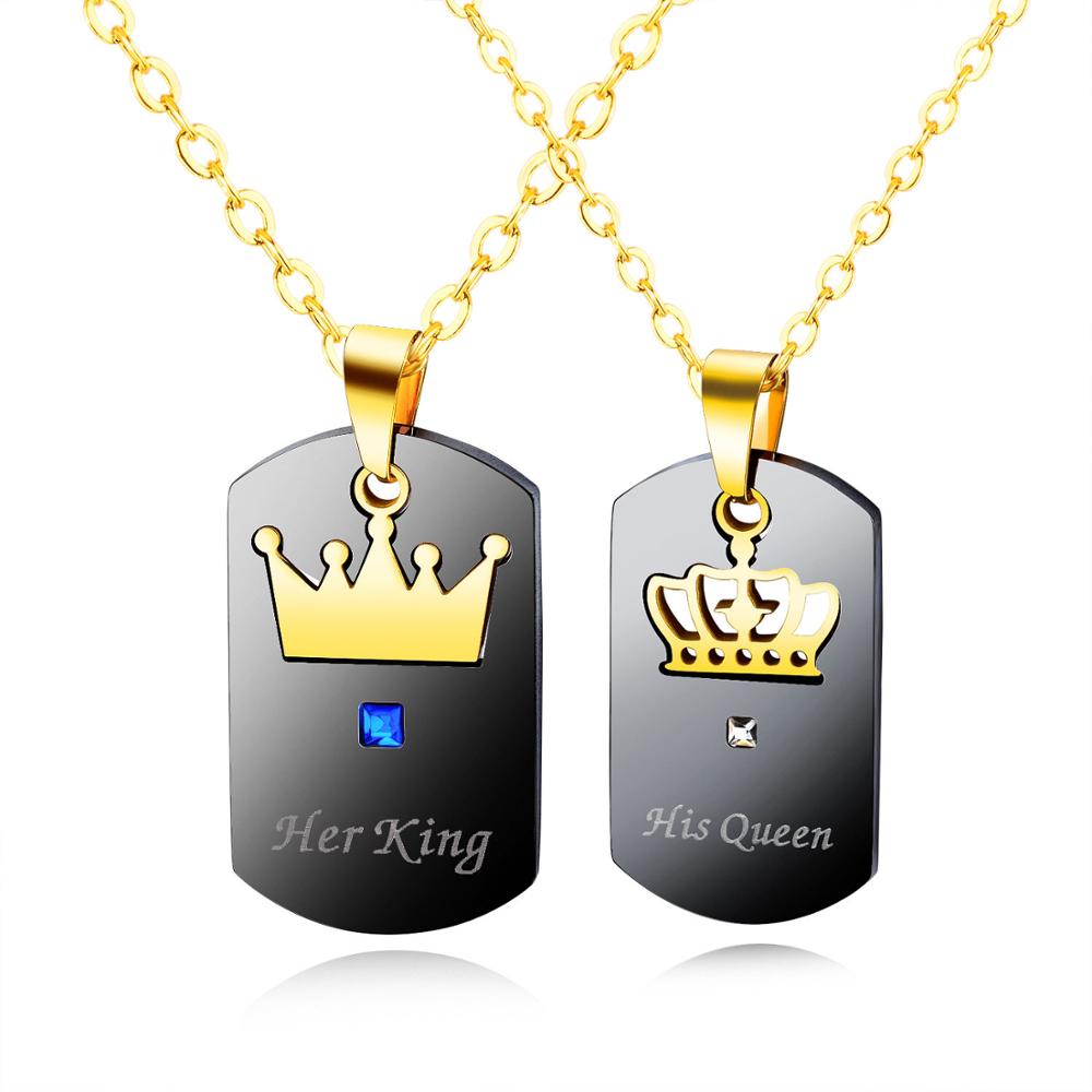 Her King and His Queen Necklace for Couples