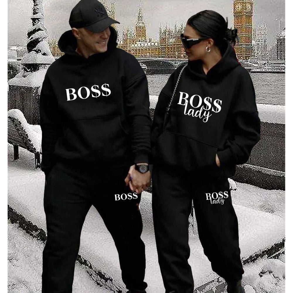 Boss matching couple tracksuits