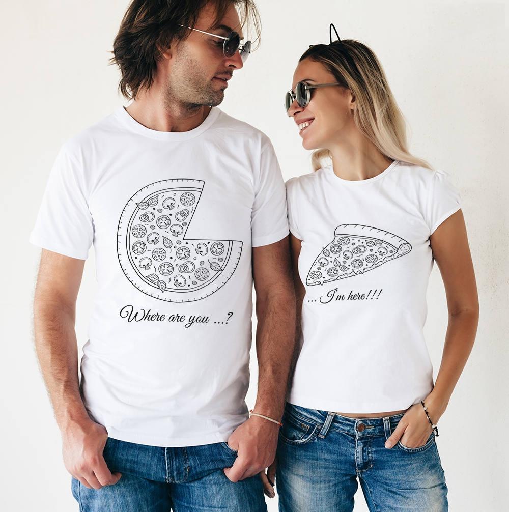 Matching Couples Pizza T Shirt