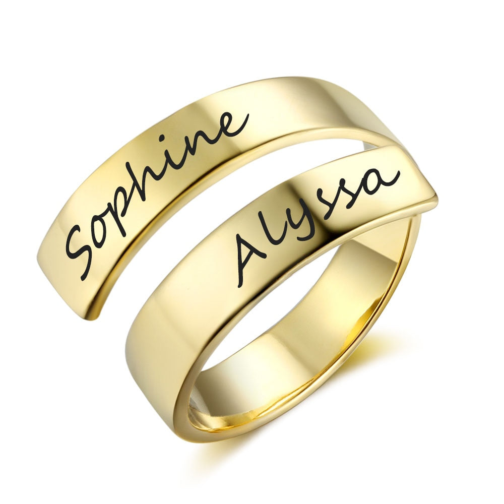 Name Engraved Couple Rings - Gold - Couple Ring
