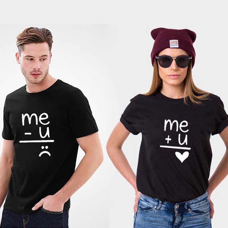 Funny couple shirts Me + You = Love