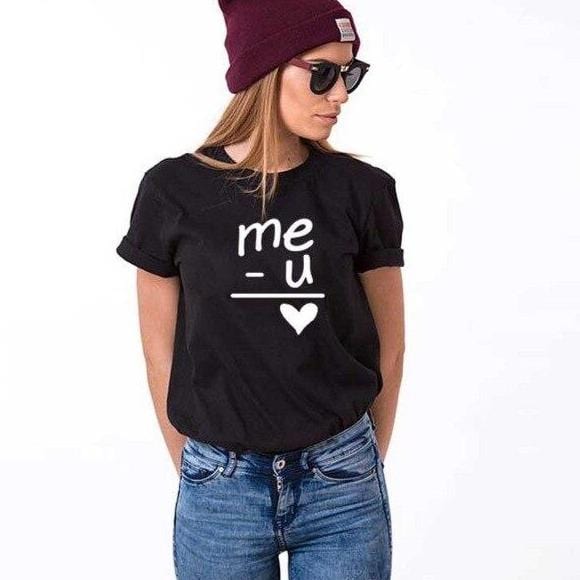 Funny couple shirts Me + You = Love
