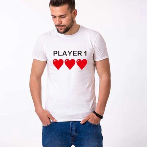 Funny couple shirts Player 1 and player 2