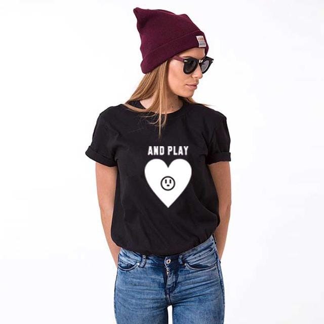 Funny matching couple shirts play