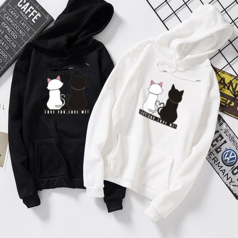 Cat couple hoodie