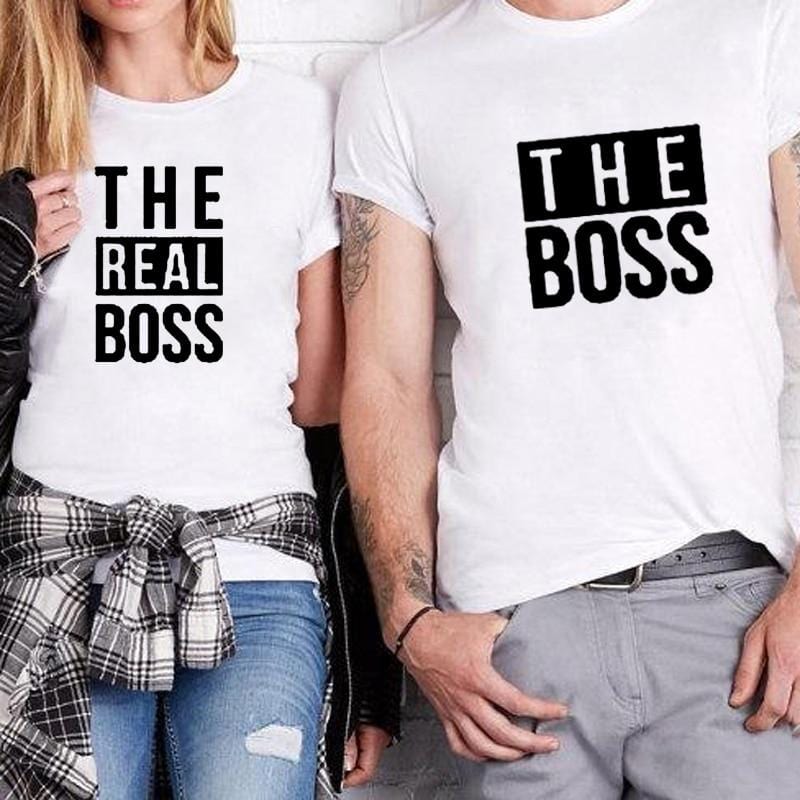 Matching Couple Shirts His And Her The real boss