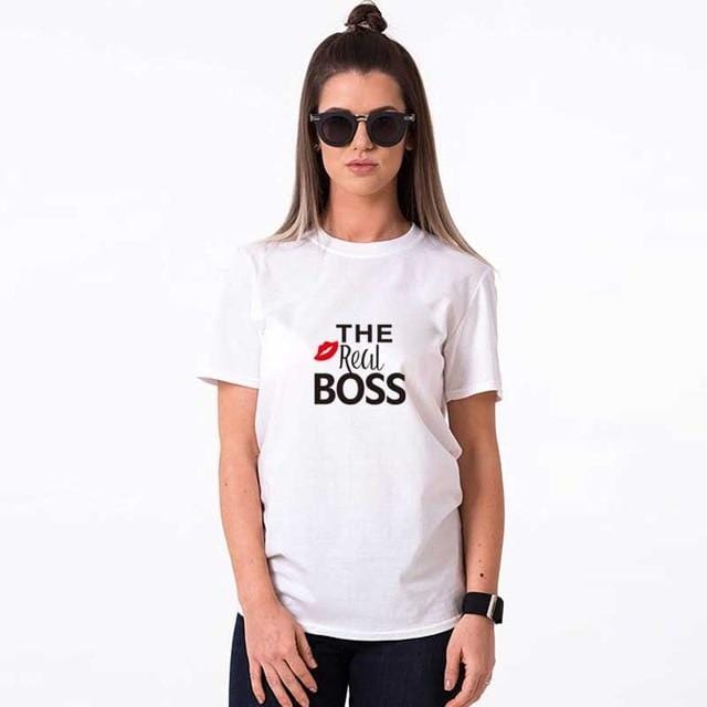 Funny couple shirts The real boss
