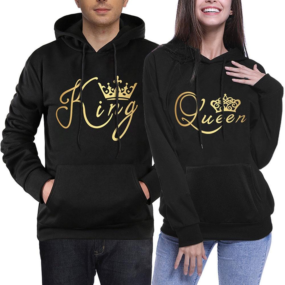 Matching couple hoodies king and queen