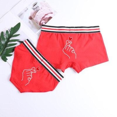 Red relationship matching underwear