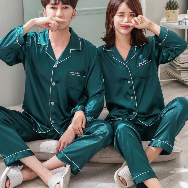 Matching silk pajamas for couples christmas