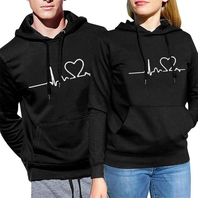 Couple hoodies heartbeat