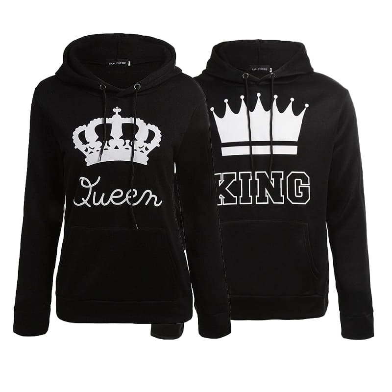 King and queen matching hoodies crown