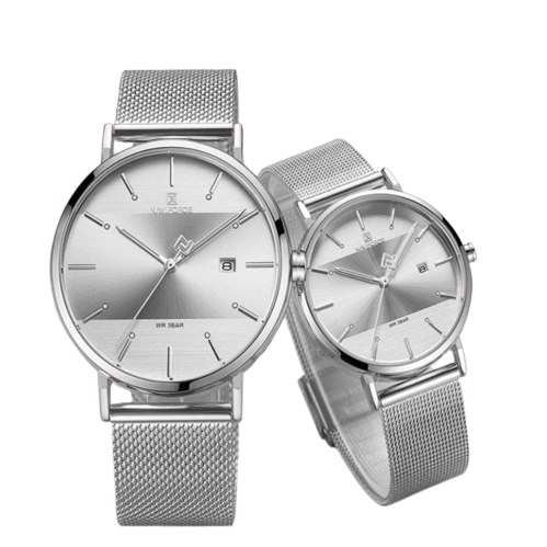 Grey Quartz Couple Watch