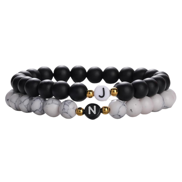 Couples Bead Initials Bracelets