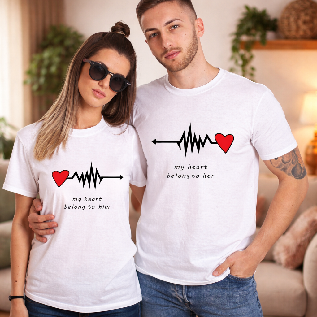 Cute Couple shirts My heart only beat for him