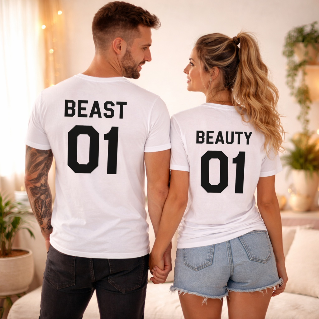 Funny couple shirts his beauty her beast