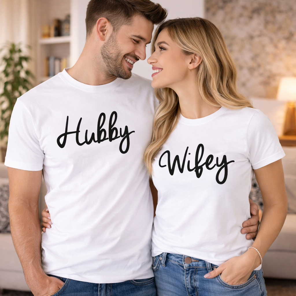 Matching couple shirts Hubby and Wifey